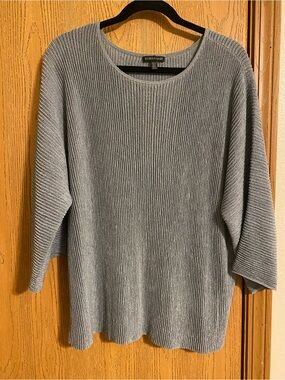 Eileen Fisher Metallic Silver Gray Ribbed Sweater is